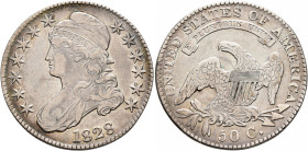 UNITED STATES. Federal Issues. Bust Half Dollar 1828 (Silver, 32 mm, 13.31 g, 6 h). Liberty bust left, 1828 below. Rev. UNITED STATES OF AMERICA Eagle...