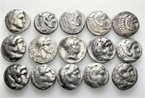 A lot containing 15 silver coins. All: Tetradrachms of Alexander the Great and his successors. Fine to about very fine. LOT SOLD AS IS, NO RETURNS. 15...