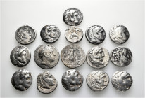A lot containing 16 silver coins. All: Tetradrachms of Alexander the Great and his successors. Fine to about very fine. LOT SOLD AS IS, NO RETURNS. 16...
