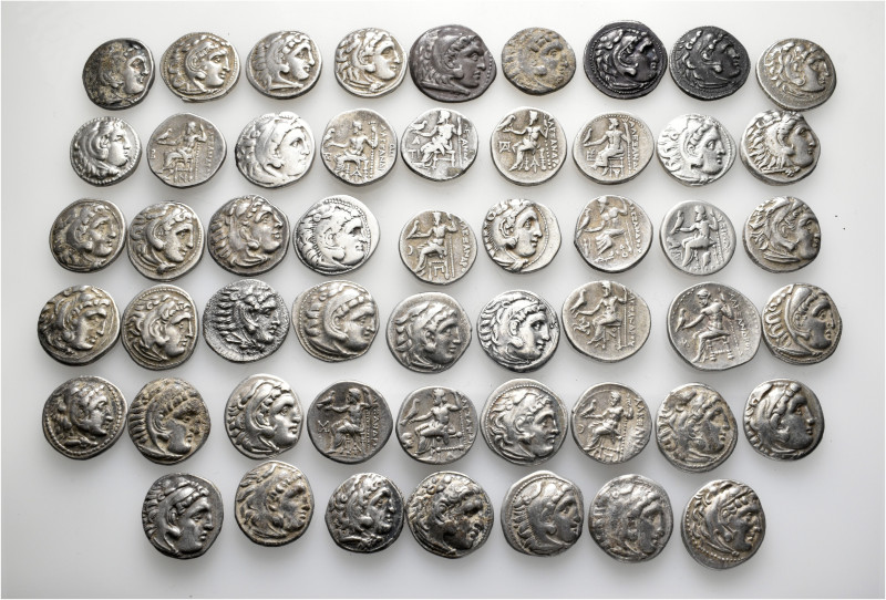 A lot containing 52 silver coins. All: Drachms of Alexander III 'the Great' and ...