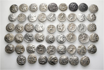 A lot containing 52 silver coins. All: Drachms of Alexander III 'the Great' and his successors. Fine to very fine. LOT SOLD AS IS, NO RETURNS. 52 coin...