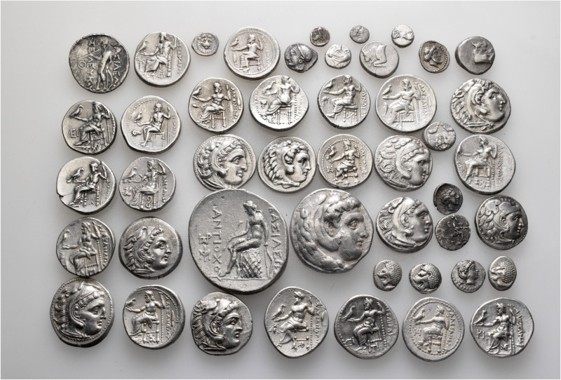 A lot containing 46 silver coins. Including: Greek. Very fine to extremely fine....