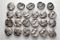 A lot containing 23 silver coins. All: Athenian Tetradrachms. Fair to fine. LOT SOLD AS IS, NO RETURNS. 23 coins in lot.


From a European collecti...
