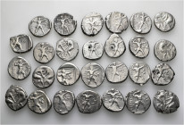 A lot containing 27 silver coins. All: Aspendos Staters. Fine to very fine. LOT SOLD AS IS, NO RETURNS. 26 coins in lot.


From a European collecti...