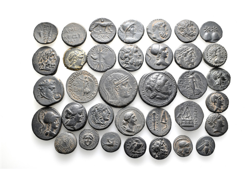 A lot containing 35 bronze coins. All: Greek. Fine to very fine, many repatinate...