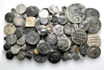 A lot containing 110 silver and bronze coins. Including: Mainly Greek and Roman coins. Fine to very fine. LOT SOLD AS IS, NO RETURNS. 110 coins in lot...