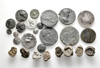 A lot containing 26 silver and bronze coins and lead seals. Including: Greek, Roman Provincial, Roman Imperial, Medieval. Fair to very fine. LOT SOLD ...