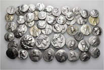 A lot containing 52 silver coins. All: Greek and Oriental Greek. Fine to very fine. Harshly cleaned. LOT SOLD AS IS, NO RETURNS. 52 coins in lot.

...