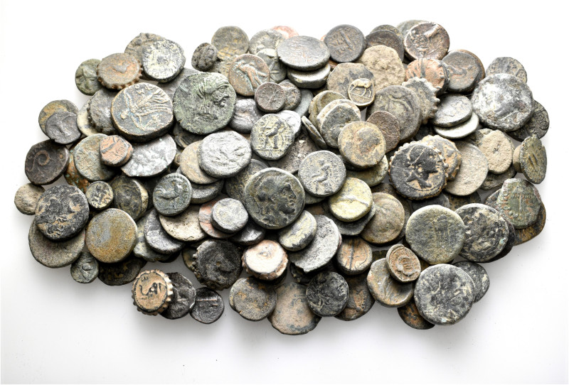 A lot containing 177 bronze coins. Including: Mainly Greek. Fair to fine. LOT SO...