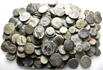 A lot containing 257 bronze coins. Including: Mainly Greek. Fair to fine. LOT SOLD AS IS, NO RETURNS. 257 coins in lot.


From a European collectio...