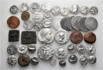 A lot containing 37 silver and 7 bronze coins. Including: Oriental Greek, Central Asian and Islamic. All harshly cleaned. Fine to about very fine. LOT...