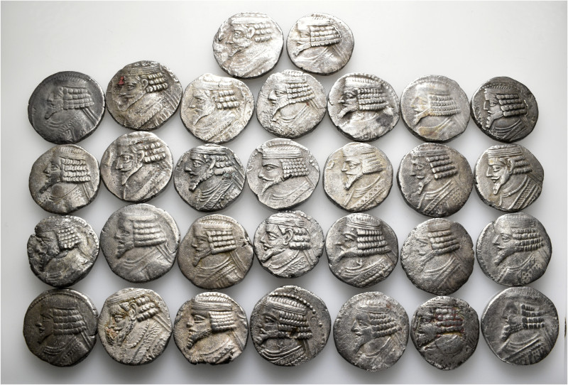 A lot containing 30 silver coins. All: Parthian Tetradrachms. Fine to very fine....