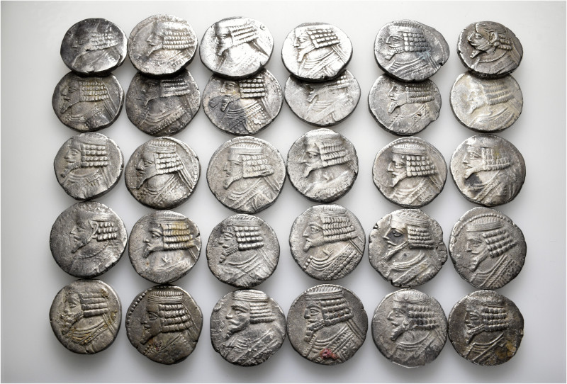 A lot containing 30 silver coins. All: Parthian Tetradrachms. Fine to very fine....