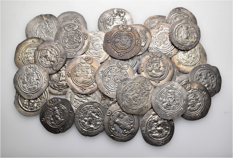 A lot containing 35 silver coins. All: Sasanian Drachms. Fine to good very fine....