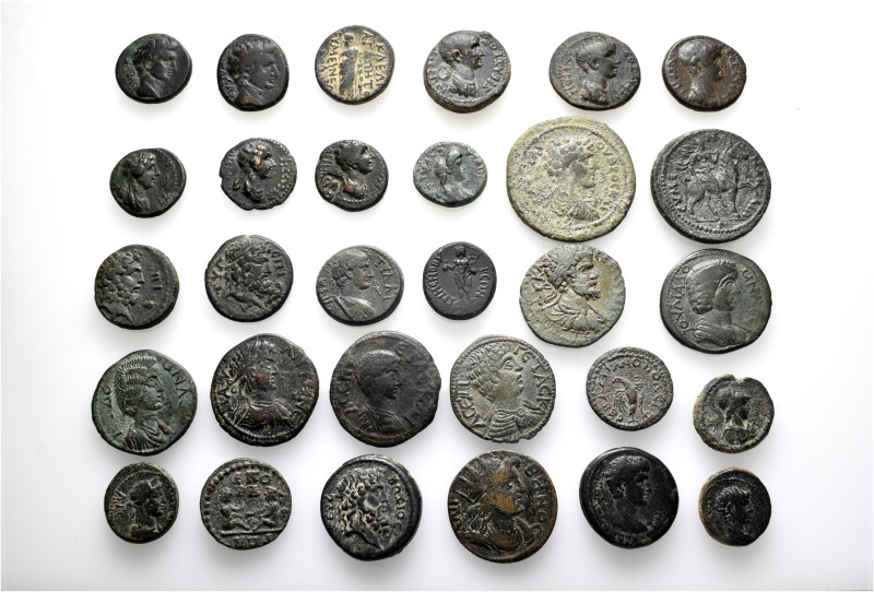 A lot containing 30 bronze coins. Including: Greek and Roman Provincial coins fr...