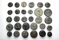 A lot containing 30 bronze coins. Including: Greek and Roman Provincial coins from Eumeneia, Grimenothyrai, Hadrianopolis Sebaste, Hierapolis. Fine to...