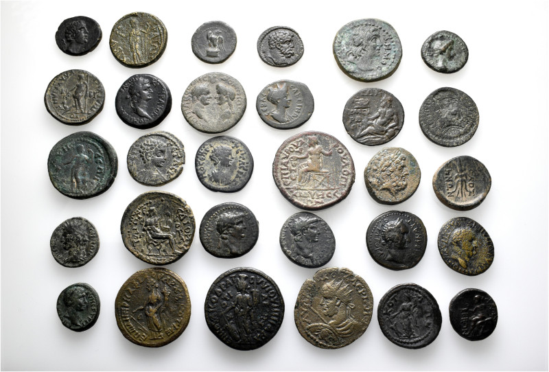 A lot containing 30 bronze coins. Including: Greek and Roman Provincial coins fr...