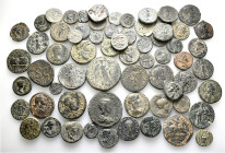 A lot containing 65 bronze coins. Including: Roman Provincial. Fine to very fine. LOT SOLD AS IS, NO RETURNS. 65 coins in lot.


From a European co...
