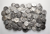 A lot containing 92 silver coins. Including: Mostly Roman Republican and Imperatorial. Fine to very fine. LOT SOLD AS IS, NO RETURNS. 92 coins in lot....