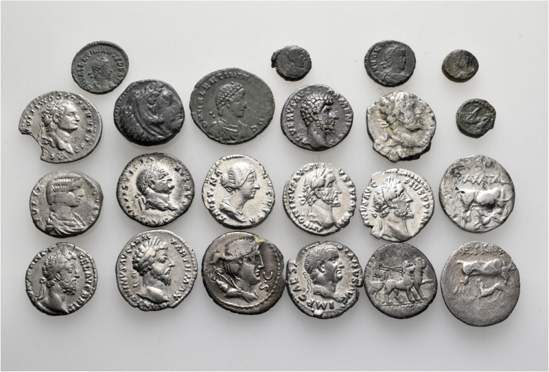 A lot containing 22 silver and bronze coins. Including: Greek, Roman Republican ...