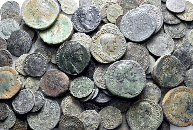 A lot containing 146 bronze coins. Including: Roman Imperial. Fair to very fine....