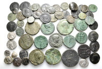 A lot containing 8 silver and 50 bronze coins. Including: Celtic, Roman Republican, Roman Imperial and Byzantine. Fine to very fine. LOT SOLD AS IS, N...