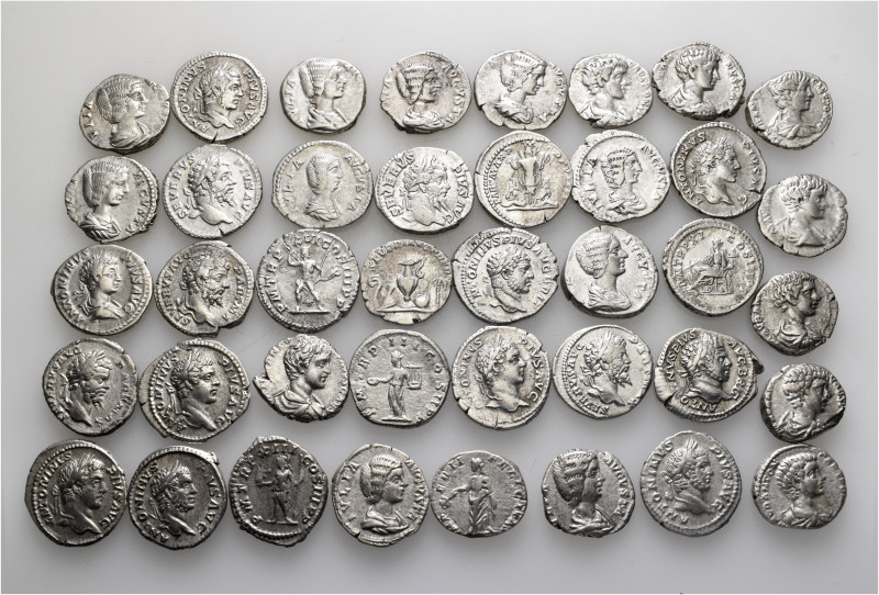 A lot containing 40 silver coins. Including: Roman Imperial Denarii. Very fine. ...