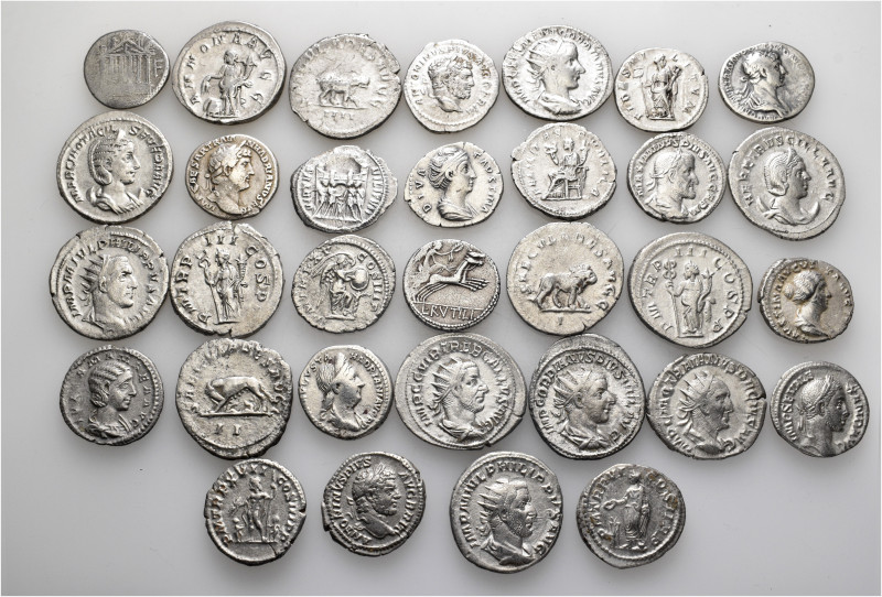 A lot containing 32 silver coins. Including: Roman Republik and Imperial. Very f...