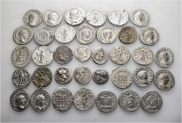 A lot containing 36 silver coins. Including: Roman Republican and Roman Imperial. Very fine to about extremely fine. LOT SOLD AS IS, NO RETURNS. 36 co...