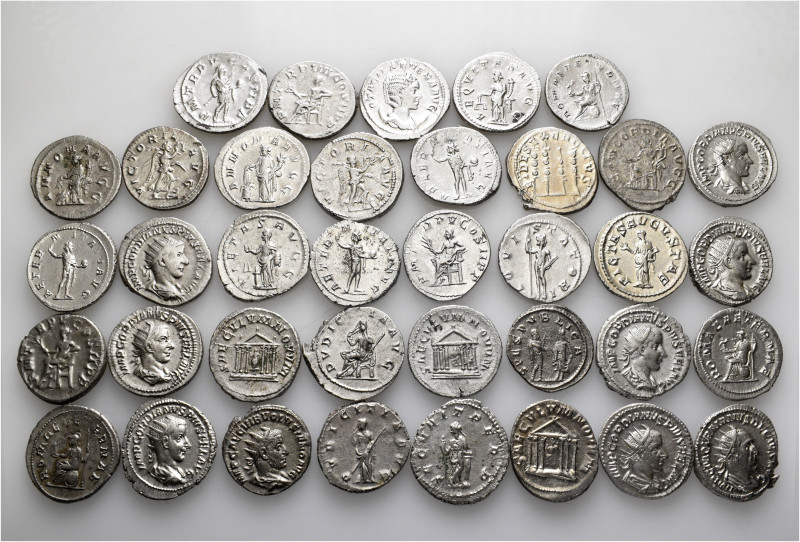 A lot containing 37 silver coins. All: Roman Imperial. Antoniniani of the third ...