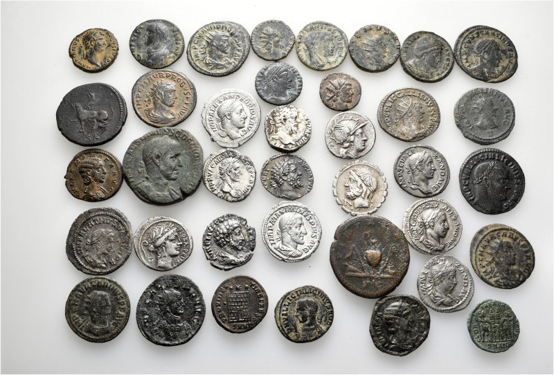A lot containing 36 silver and bronze coins. Including: Roman Republic and Roman...