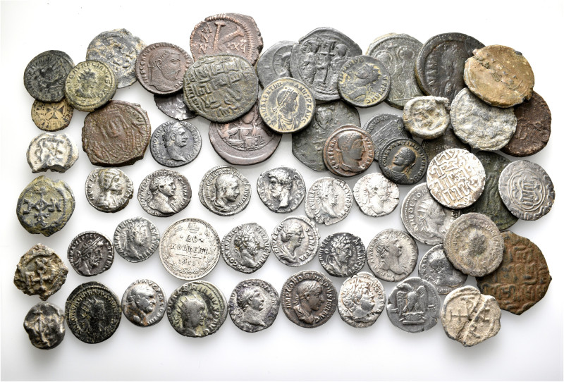 A lot containing 59 silver and bronze coins. Including: Roman Imperial, Byzantin...