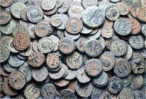 A lot containing 205 bronze coins. Including: Greek, Roman Provincial, Roman Imperial, Byzantine. Fine to very fine. LOT SOLD AS IS, NO RETURNS. 205 c...