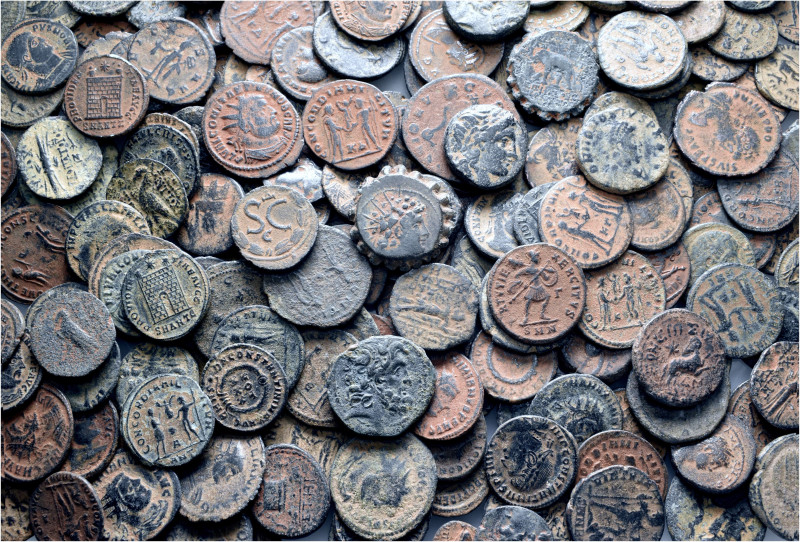 A lot containing 221 bronze coins. Including: Greek, Roman Provincial and Roman ...