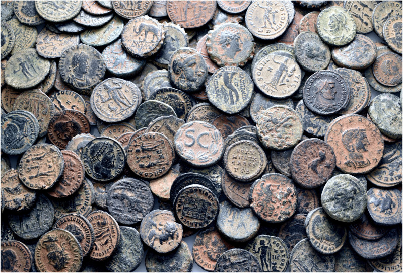 A lot containing 221 bronze coins. Including: Greek, Roman Provincial and Roman ...