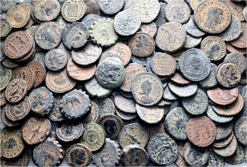 A lot containing 223 bronze coins. Including: Greek, Roman Provincial and Roman ...