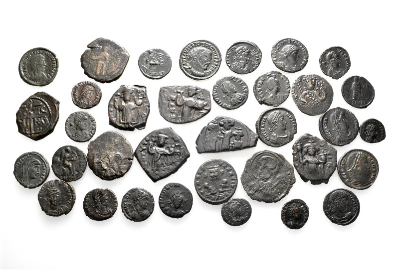 A lot containing 35 bronze coins. Including: Roman Imperial and Byzantine. Fine ...