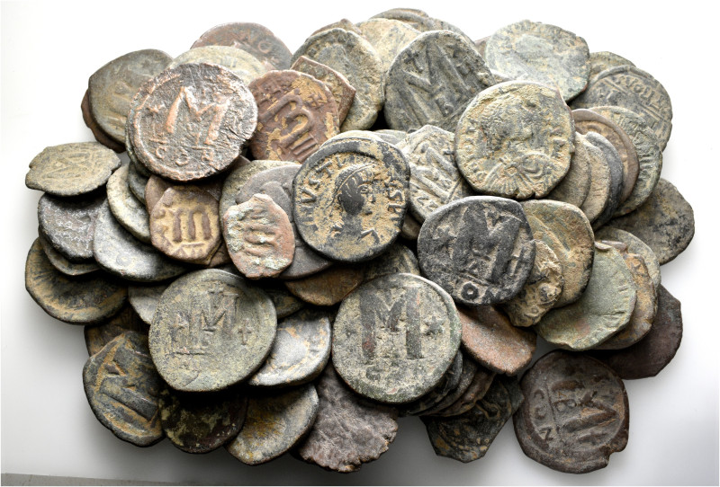 A lot containing 90 bronze coins. All: Byzantine. Fair to fine. LOT SOLD AS IS, ...