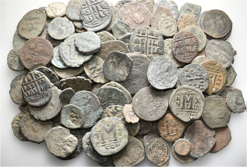 A lot containing 156 bronze coins. Including: Mainly Byzantine. Fair to fine. LO...