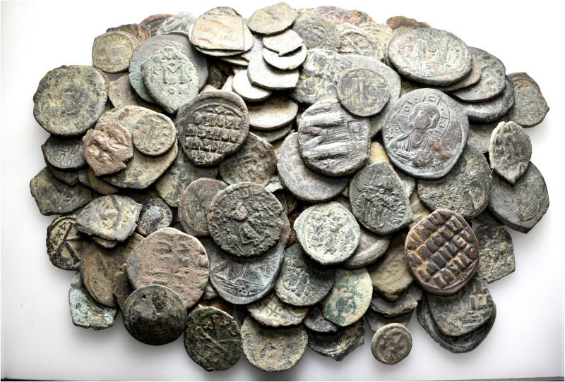 A lot containing 155 bronze coins. Including: Mainly Byzantine. Fair to fine. LO...