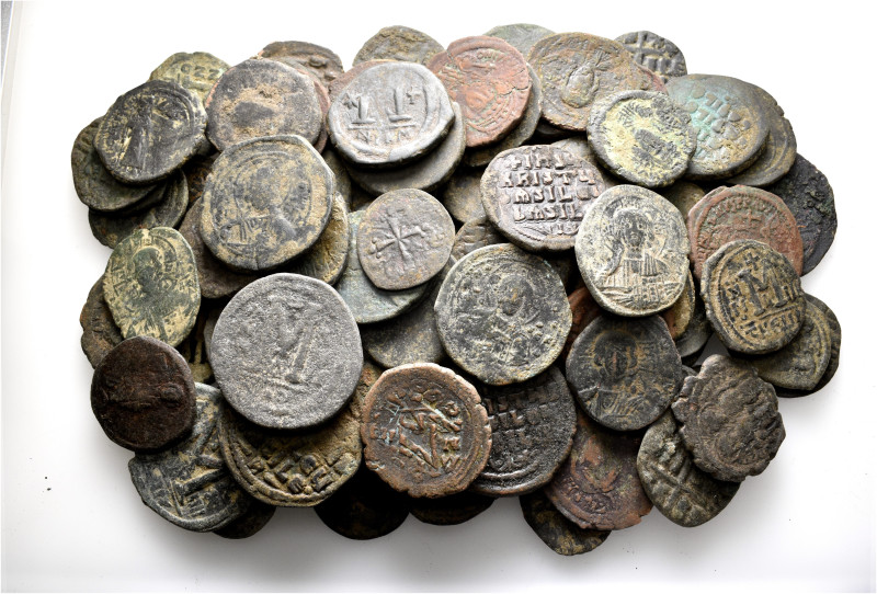 A lot containing 91 bronze coins. Including: Mainly Byzantine. Fair to fine. LOT...