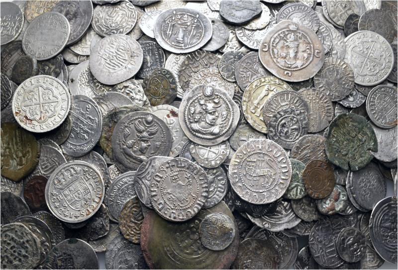 A lot containing 361 silver and bronze coins. Including: Sasanian, Byzantine, Ar...