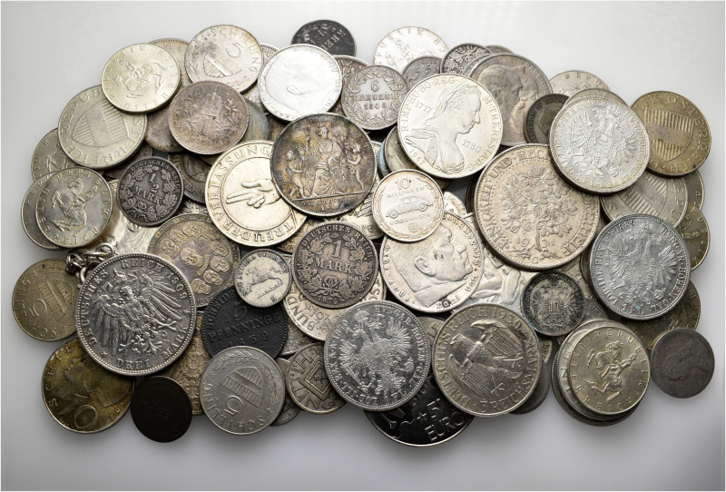 A lot containing 91 mainly silver coins (606 g). Including: Germany (58) and Aus...