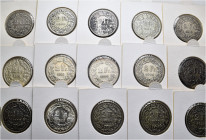 A lot containing 57 silver and copper-nickel coins. All: 2 Fr. Switzerland of 1878, 1894, 1906, 1910, 1912, 1913, 1914, 1920, 1921, 1922, 1928, 1931, ...