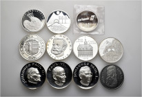 A lot containing 11 silver medals (ca. 194 g). All: Switzerland. Uncirculated. LOT SOLD AS IS, NO RETURNS. 11 medals in lot.