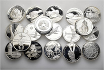 A lot containing 18 silver medals (ca. 366 g). All: Switzerland. Uncirculated. LOT SOLD AS IS, NO RETURNS. 18 medals in lot.