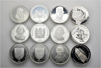 A lot containing 12 silver medals (202 g). All: Switzerland. Uncirculated. LOT SOLD AS IS, NO RETURNS. 12 medals in lot.
