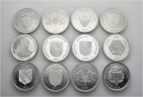 A lot containing 12 silver medals (ca. 181 g). All: Switzerland. Uncirculated. LOT SOLD AS IS, NO RETURNS. 12 medals in lot.