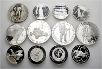 A lot containing 12 silver medals (ca. 287 g). All: Switzerland. Uncirculated. LOT SOLD AS IS, NO RETURNS. 12 medals in lot.
