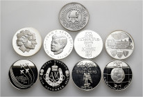 A lot containing 9 silver medals (ca. 181 g). All: Switzerland. Uncirculated. LOT SOLD AS IS, NO RETURNS. 12 medals in lot.